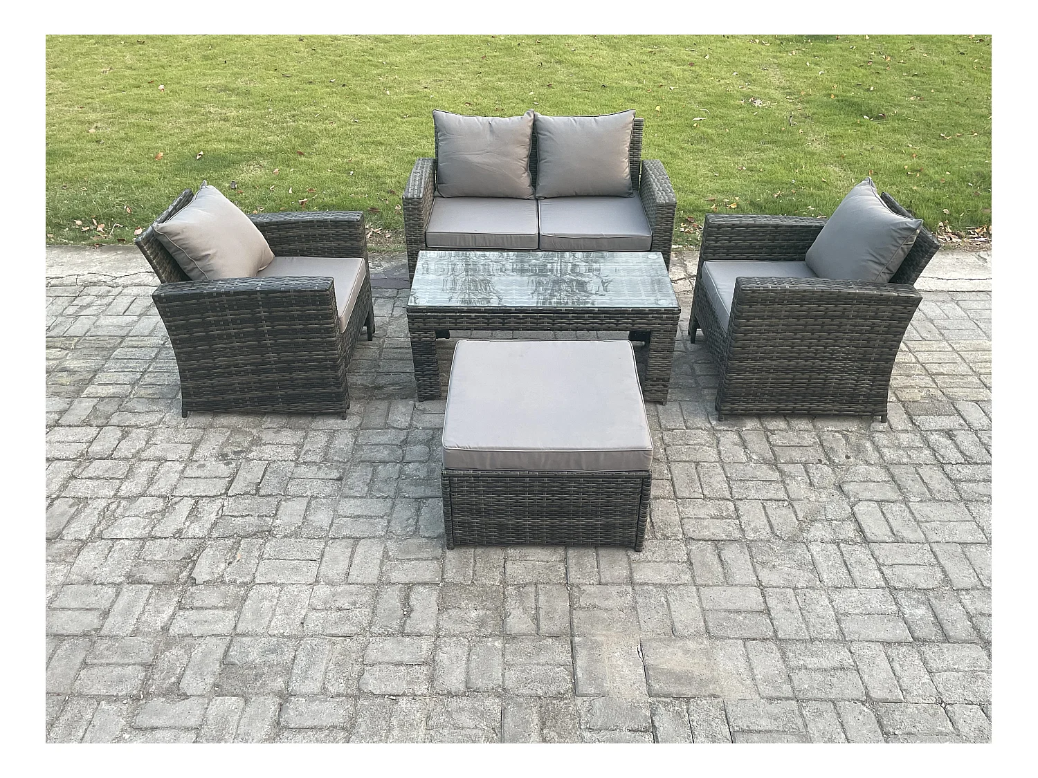 Ensemble de meubles de jardin en rotin 5 Places Ensemble de canapés de jardin ave Table basse