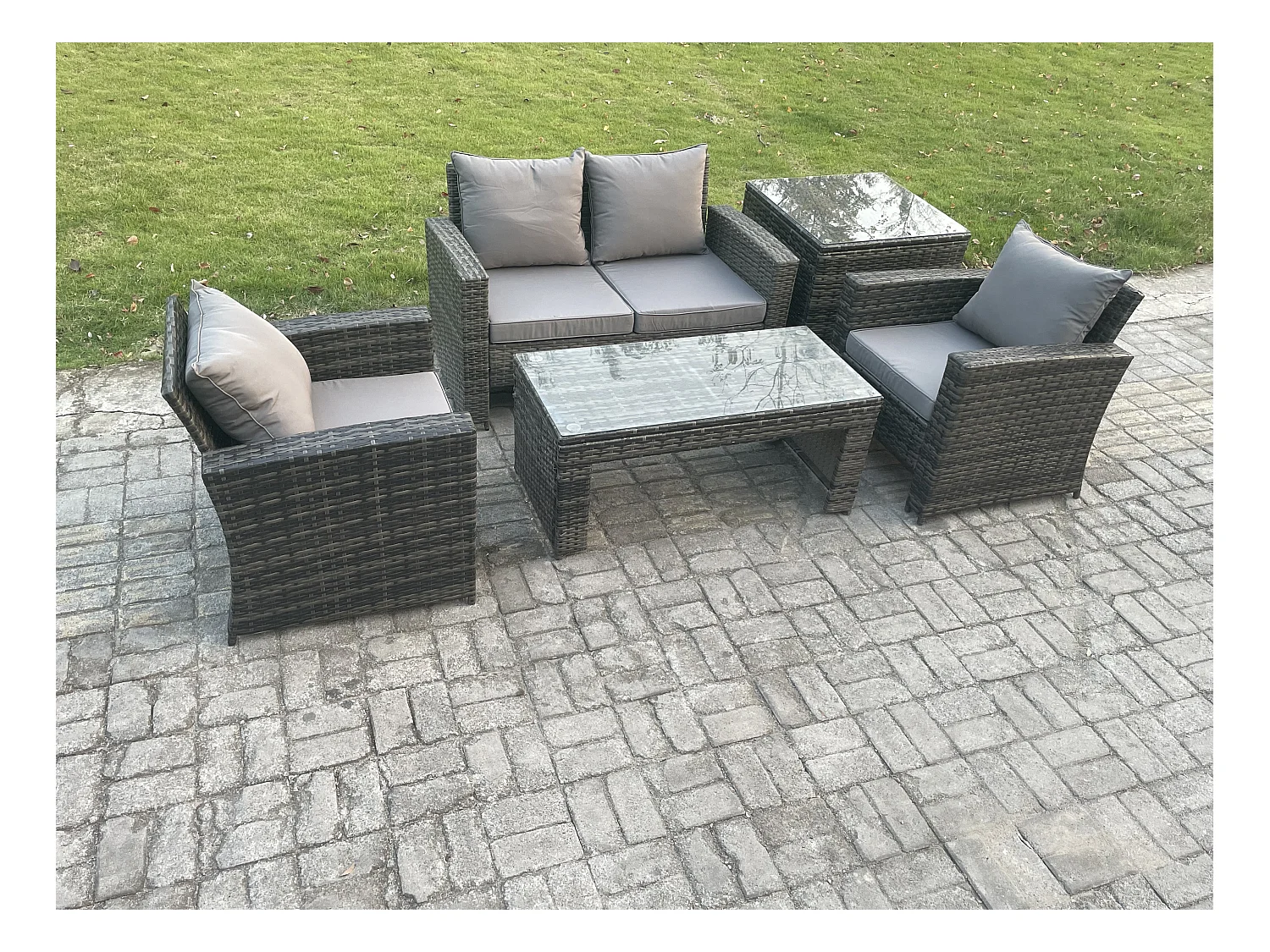 4 Places Ensemble de meubles de jardin en rotin Ensemble de canapés de jardin ave Table basse