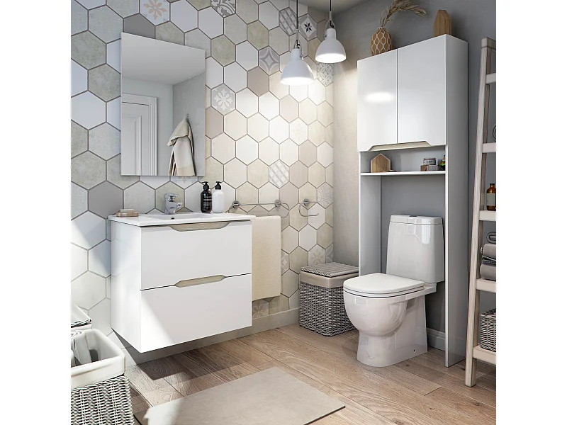 Ensemble de salle salle de bain coloris blanc et cambrian