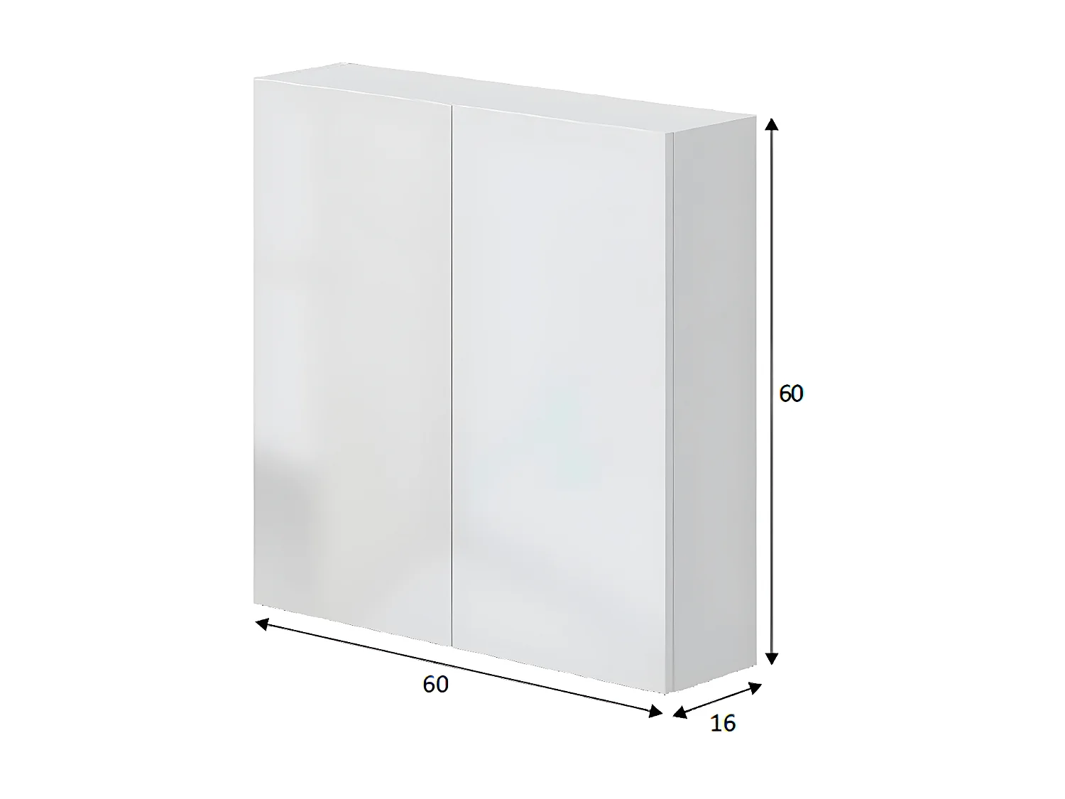 Armoire suspendue de salle de bain 60 cm avec 2 portes coloris blanc - Longueur 60 x Profondeur 16 x Hauteur 60 cm