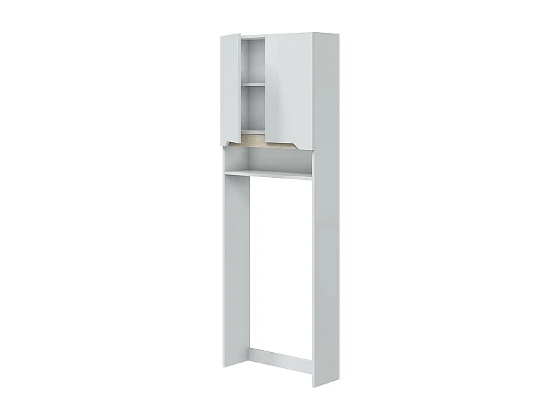 Meuble /étagère dessus WC de salle de bain 60cm avec 2 portes coloris blanc et cambrian  - Longueur 60 x Profondeur 23 x Hauteur 180 cm