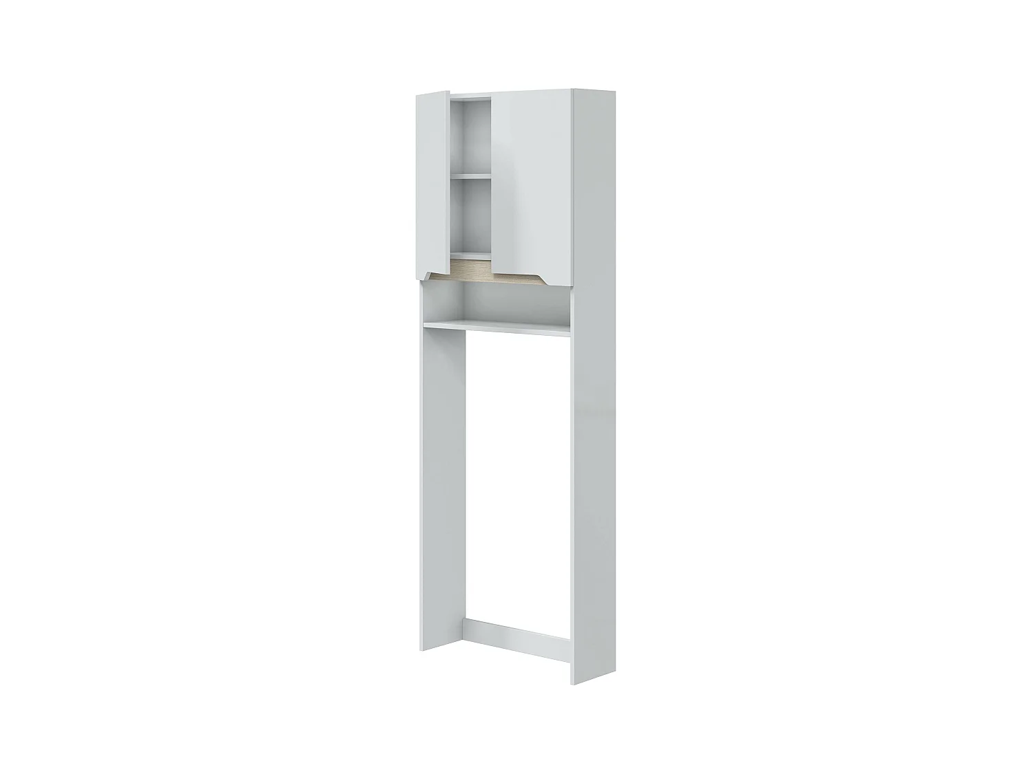 Meuble /étagère dessus WC de salle de bain 60cm avec 2 portes coloris blanc et cambrian  - Longueur 60 x Profondeur 23 x Hauteur 180 cm