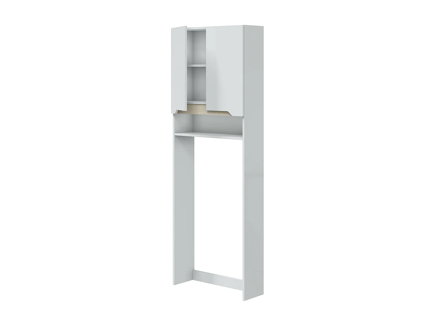 Meuble /étagère dessus WC de salle de bain 60cm avec 2 portes coloris blanc et cambrian  - Longueur 60 x Profondeur 23 x Hauteur 180 cm