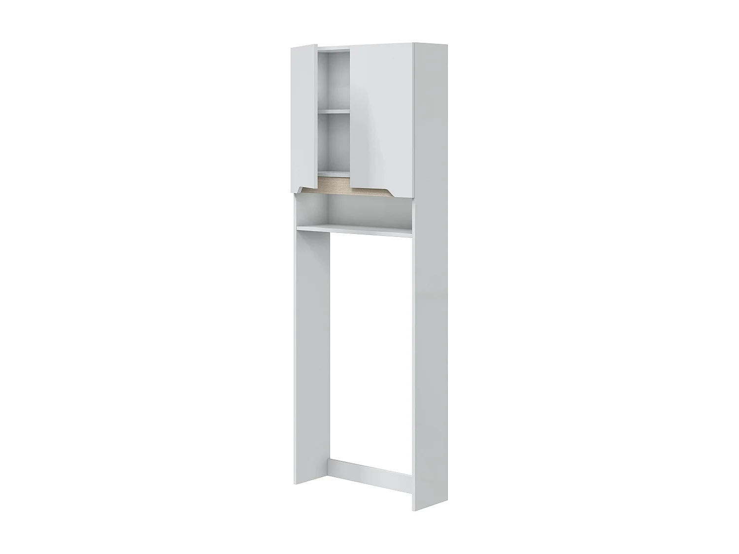 Meuble /étagère dessus WC de salle de bain 60cm avec 2 portes coloris blanc et cambrian  - Longueur 60 x Profondeur 23 x Hauteur 180 cm