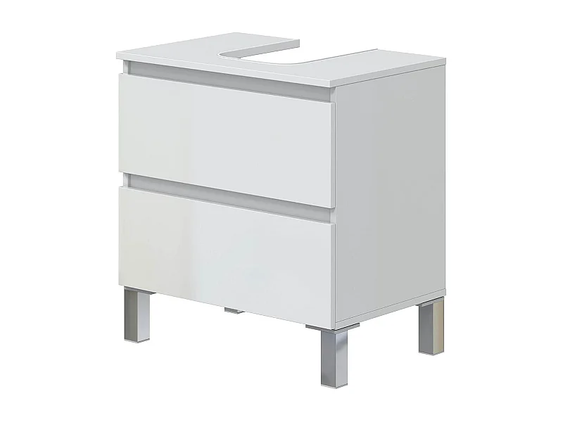 Meuble de salle de bain sous évier 60 cm avec 2 tiroirs coloris blanc  - Longueur 60 x Profondeur 40 x Hauteur 63 cm