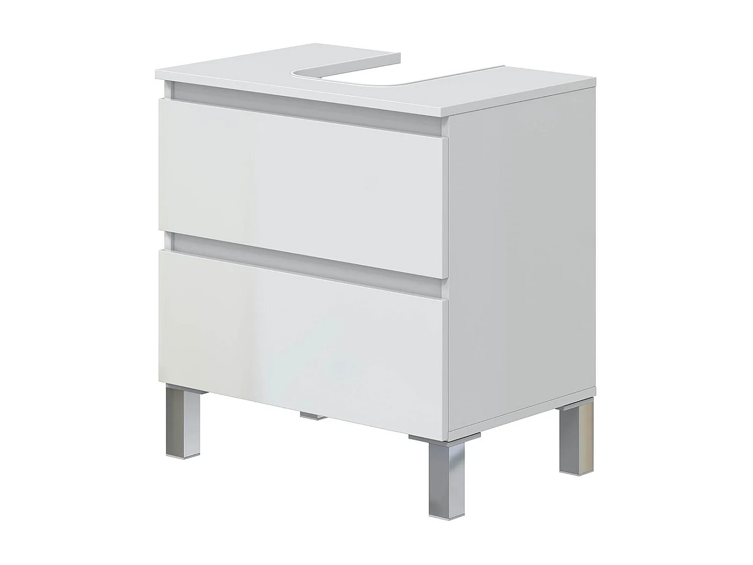 Meuble de salle de bain sous évier 60 cm avec 2 tiroirs coloris blanc  - Longueur 60 x Profondeur 40 x Hauteur 63 cm