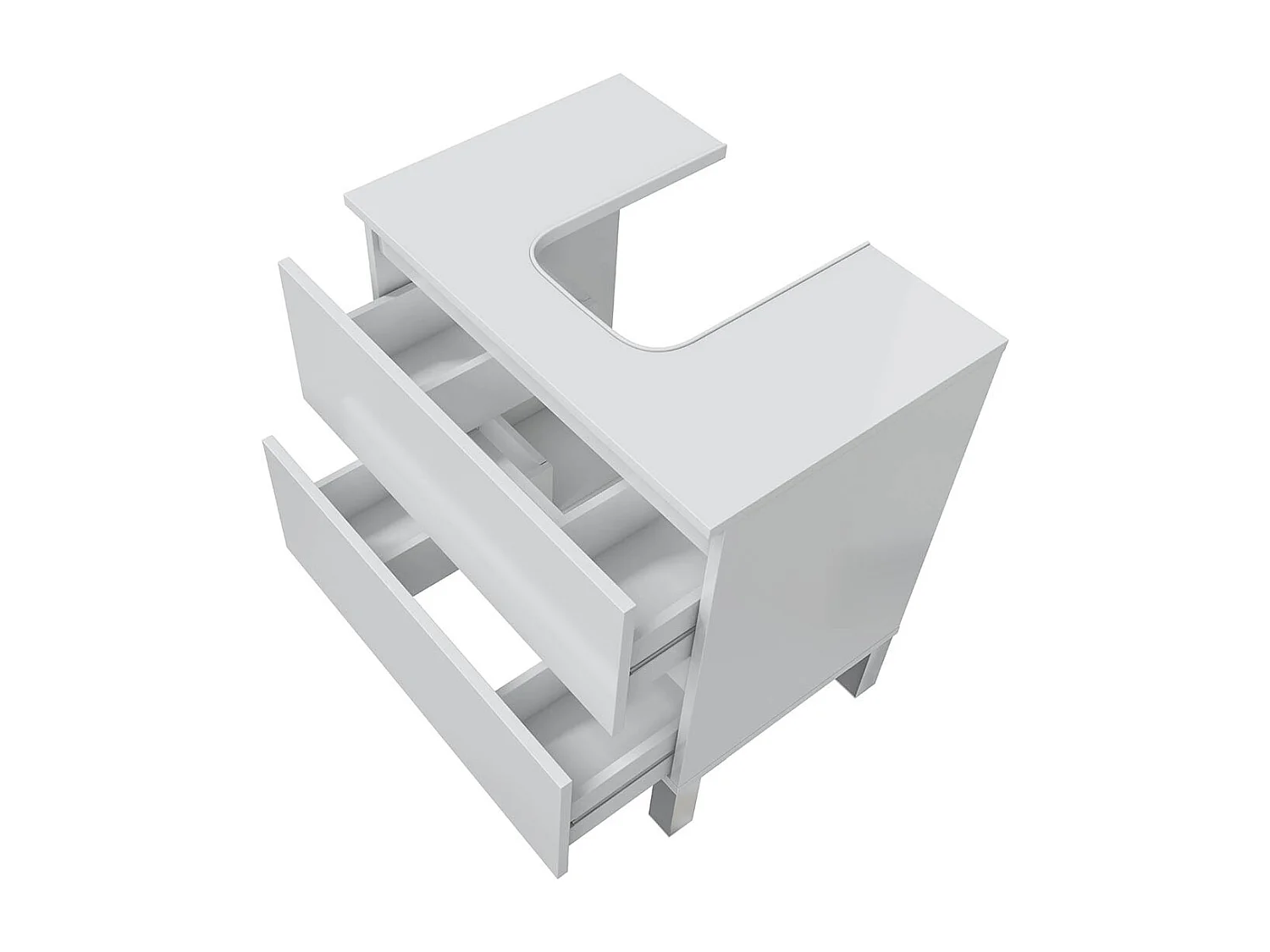 Meuble de salle de bain sous évier 60 cm avec 2 tiroirs coloris blanc  - Longueur 60 x Profondeur 40 x Hauteur 63 cm