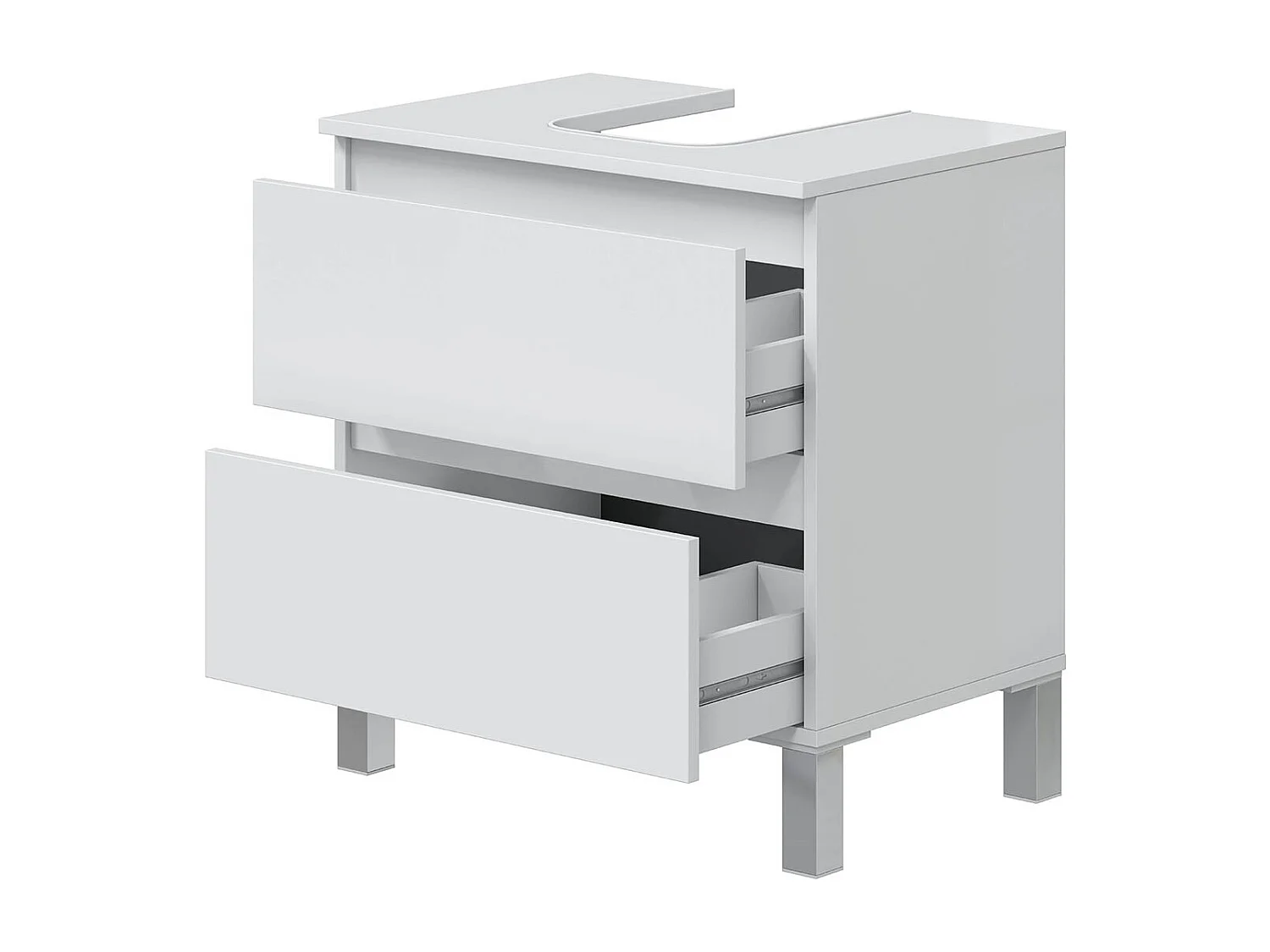 Meuble de salle de bain sous évier 60 cm avec 2 tiroirs coloris blanc  - Longueur 60 x Profondeur 40 x Hauteur 63 cm