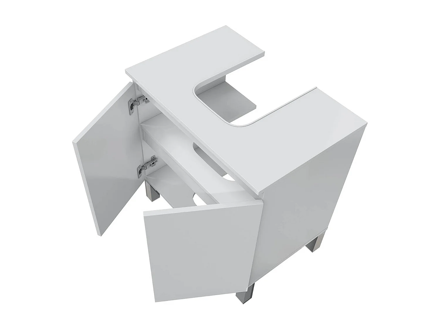 Meuble de salle de bain sous évier 60 cm avec 2 portes coloris blanc  - Longueur 60 x Profondeur 40 x Hauteur 63 cm