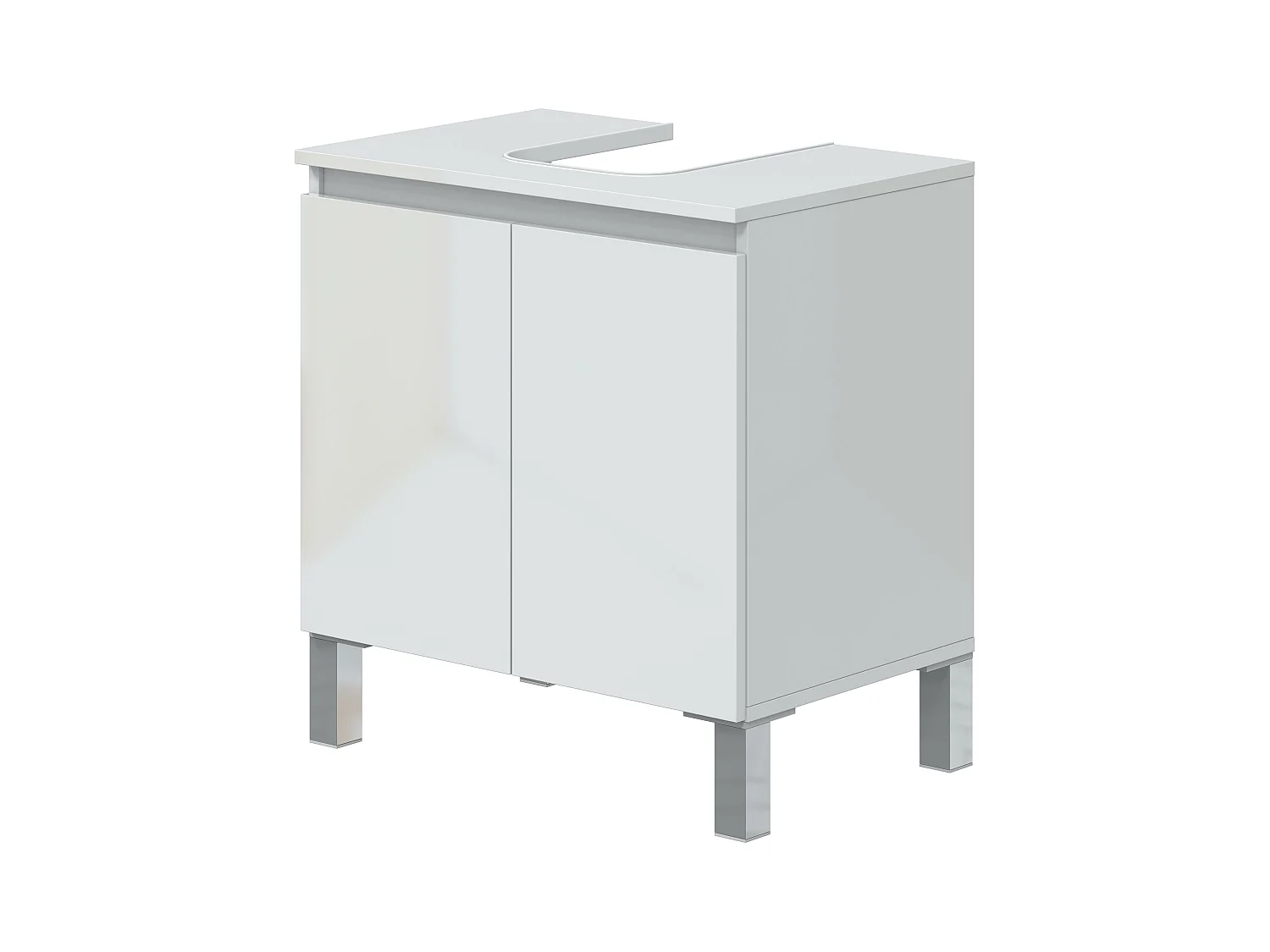 Meuble de salle de bain sous évier 60 cm avec 2 portes coloris blanc  - Longueur 60 x Profondeur 40 x Hauteur 63 cm