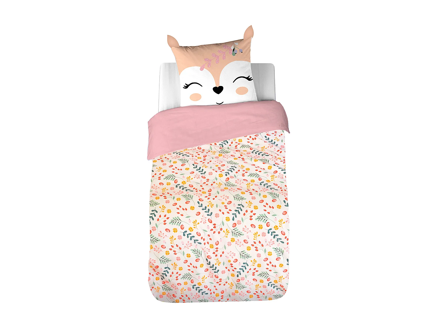 Parure de lit enfant LEILA 140x200 cm 100% polyester microfibre rose