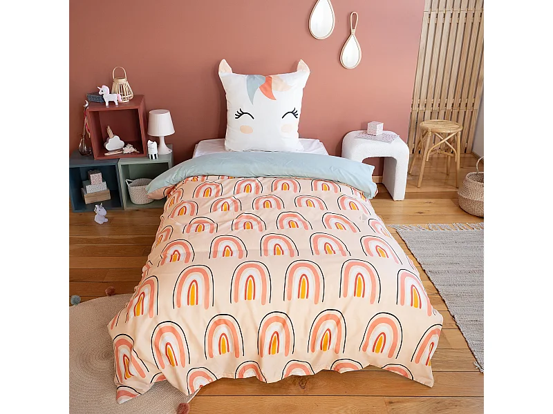 Parure de lit enfant MARANA 140x200 cm 100% polyester microfibre rose