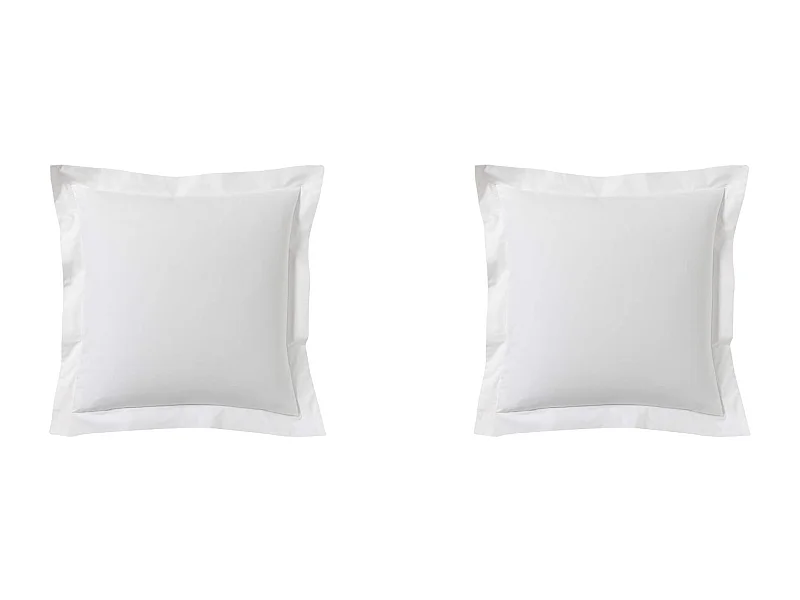 Lot de 2 taies d'oreillers percale blanc 65x65