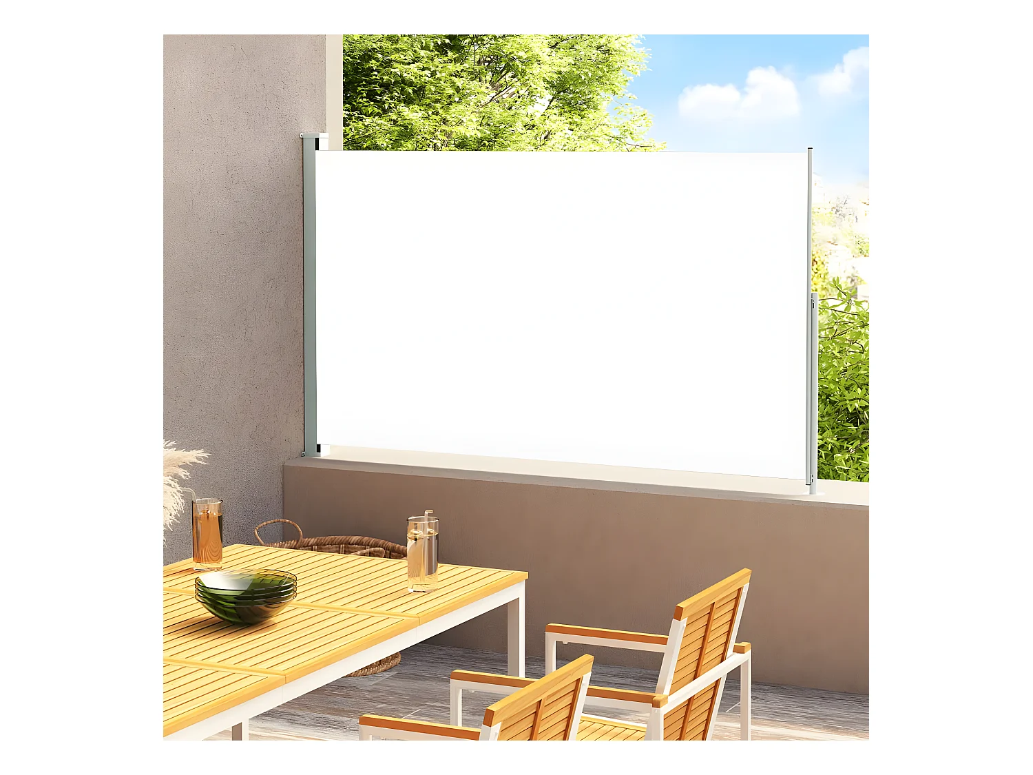 Auvent latéral rétractable de patio 220x300 cm Crème