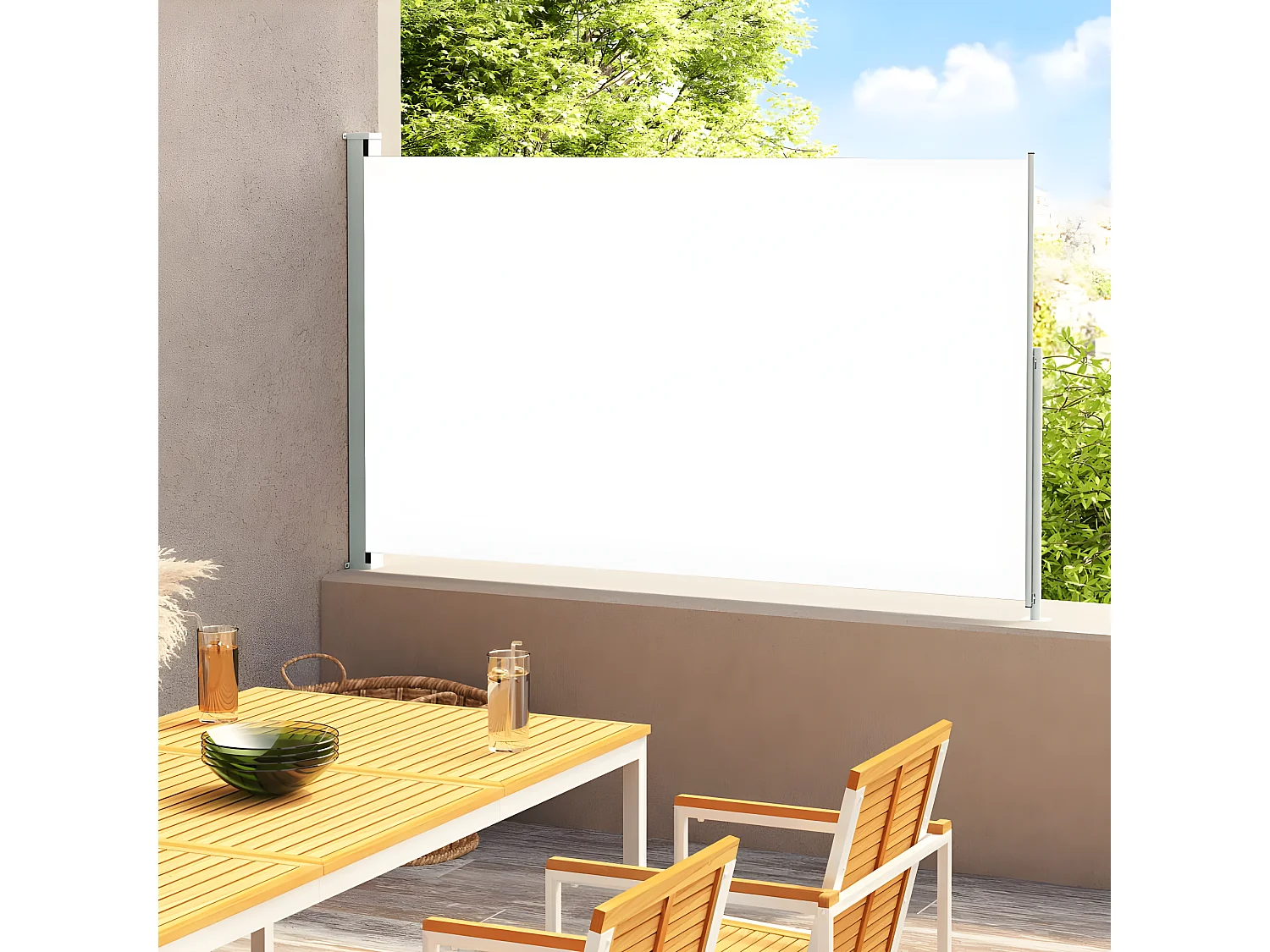 Auvent latéral rétractable de patio 220x300 cm Crème