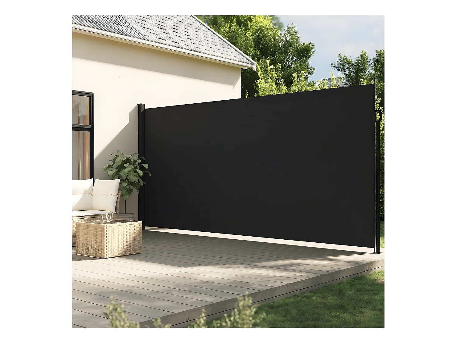 Auvent latéral rétractable noir 220x300 cm