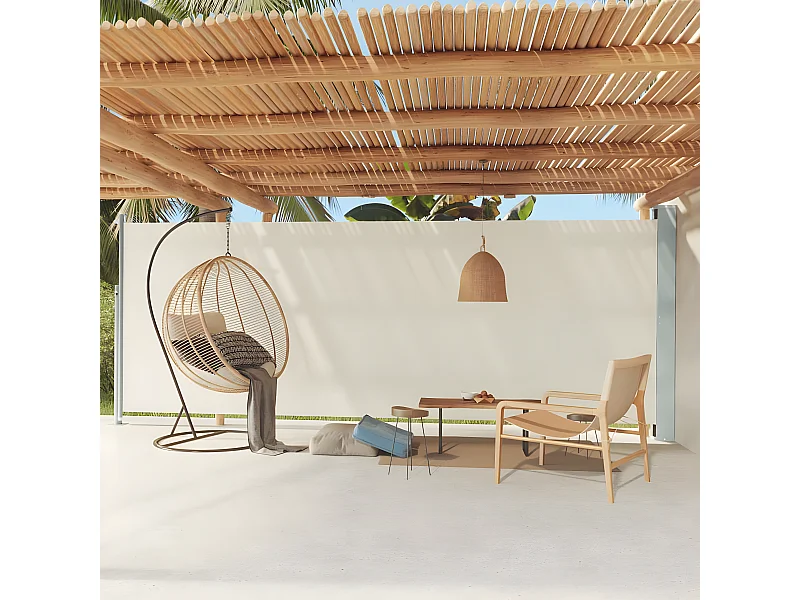 Tuinscherm uittrekbaar 200x600 cm crème
