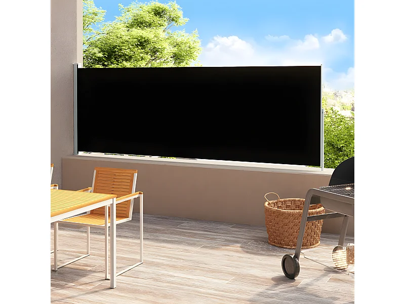 Auvent latéral rétractable de patio 200x500 cm Noir