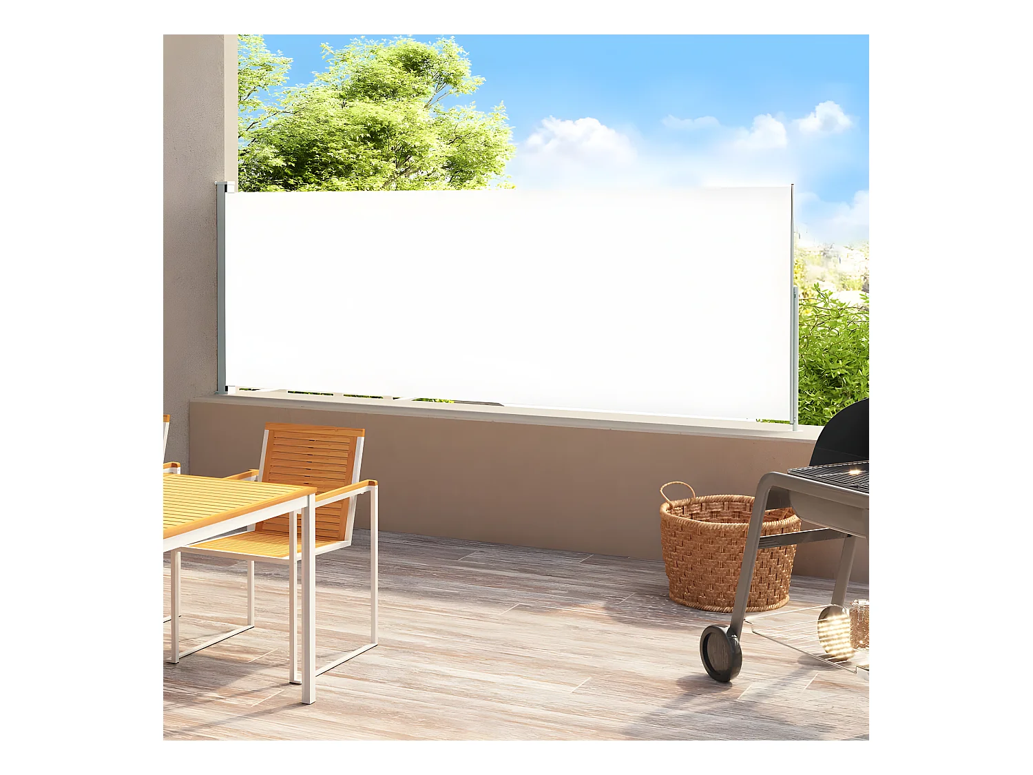 Auvent latéral rétractable de patio 200x500 cm Crème