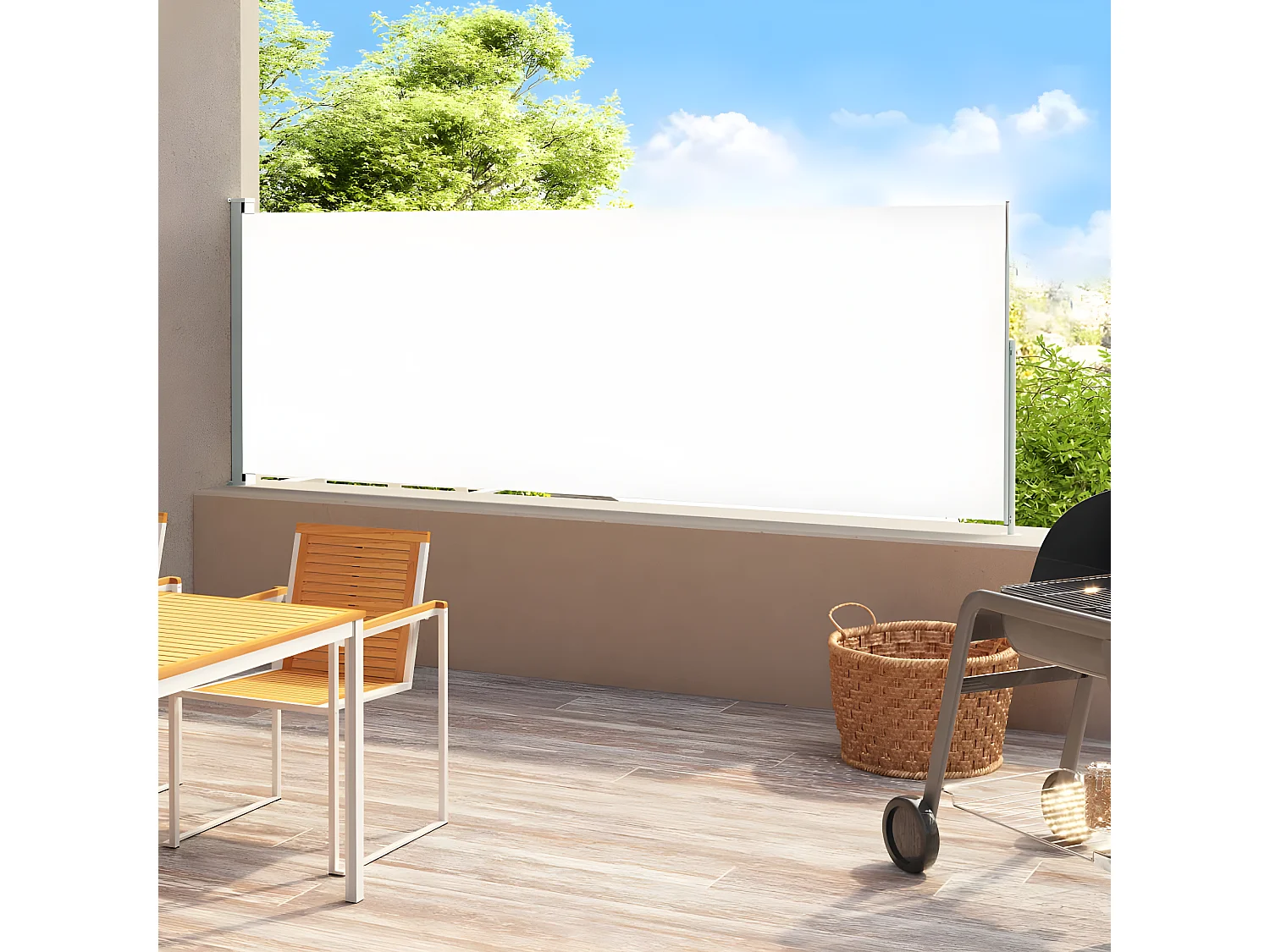 Auvent latéral rétractable de patio 200x500 cm Crème