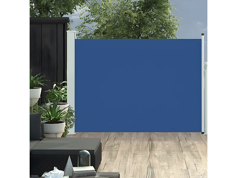 Auvent latéral rétractable de patio 100x500 cm Bleu