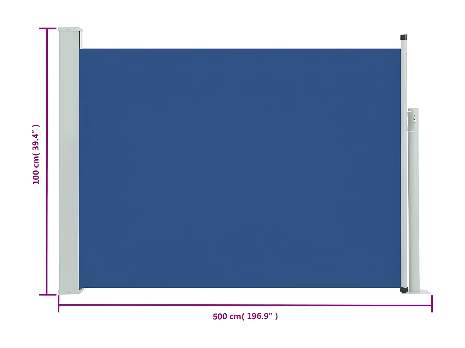 Auvent latéral rétractable de patio 100x500 cm Bleu