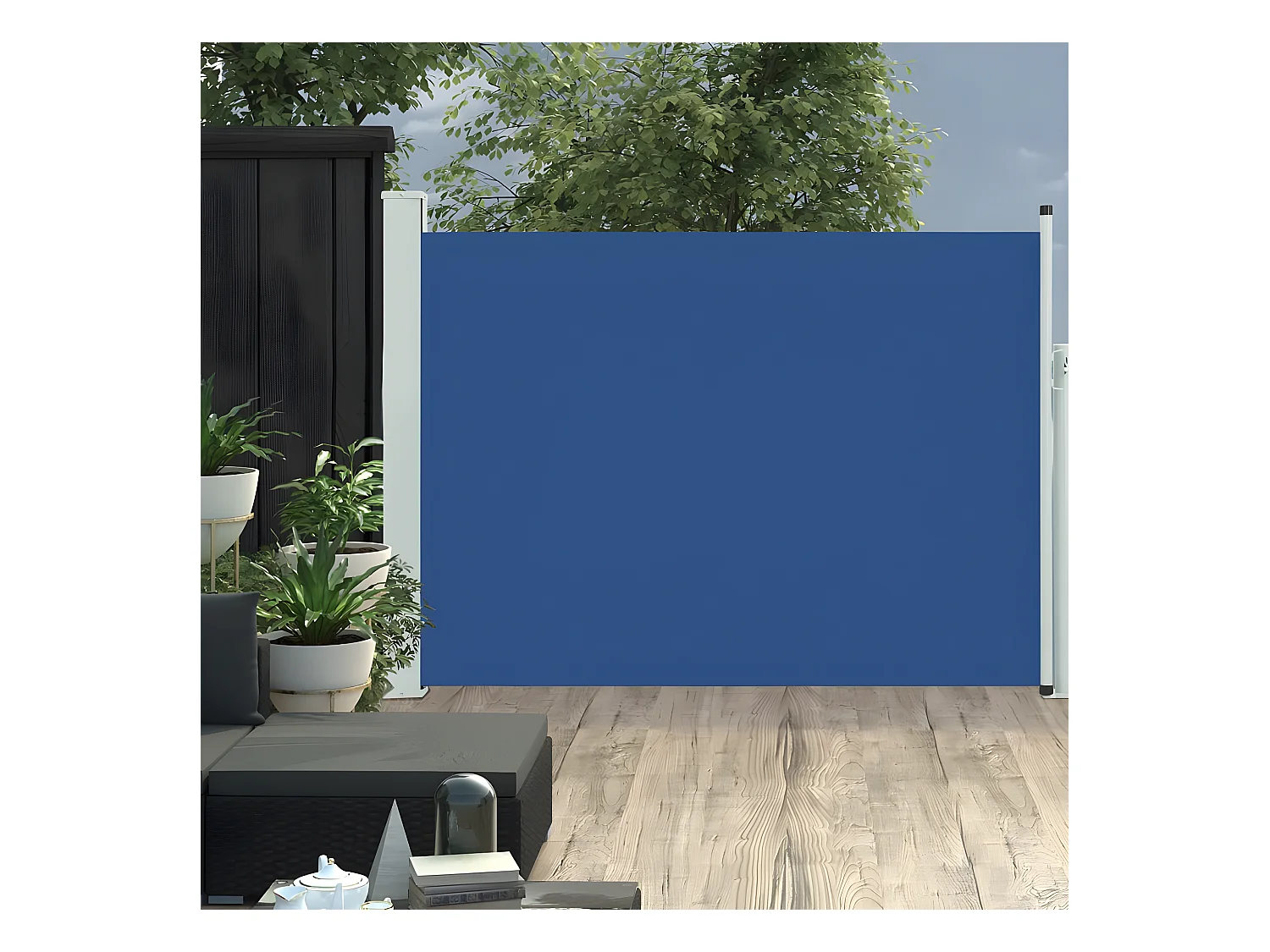 Auvent latéral rétractable de patio 100x500 cm Bleu