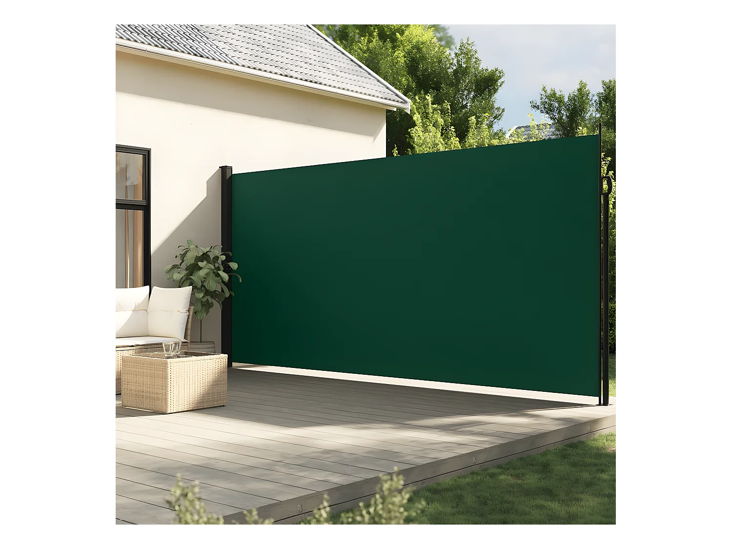 Auvent latéral rétractable vert foncé 220x300 cm