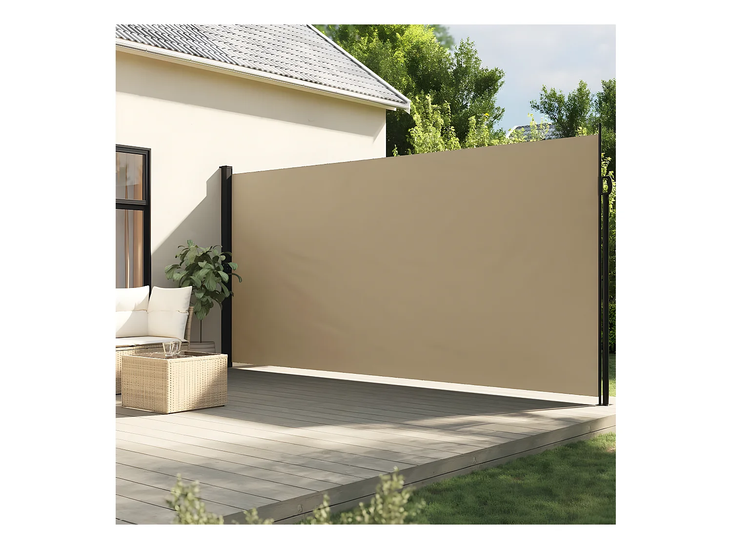 Auvent latéral rétractable beige 220x300 cm