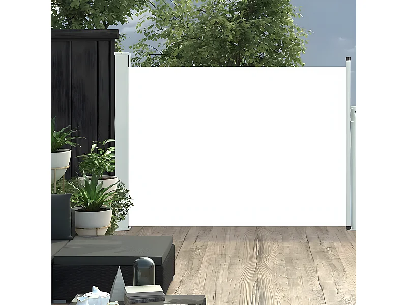 Auvent latéral rétractable de patio 100x500 cm Crème