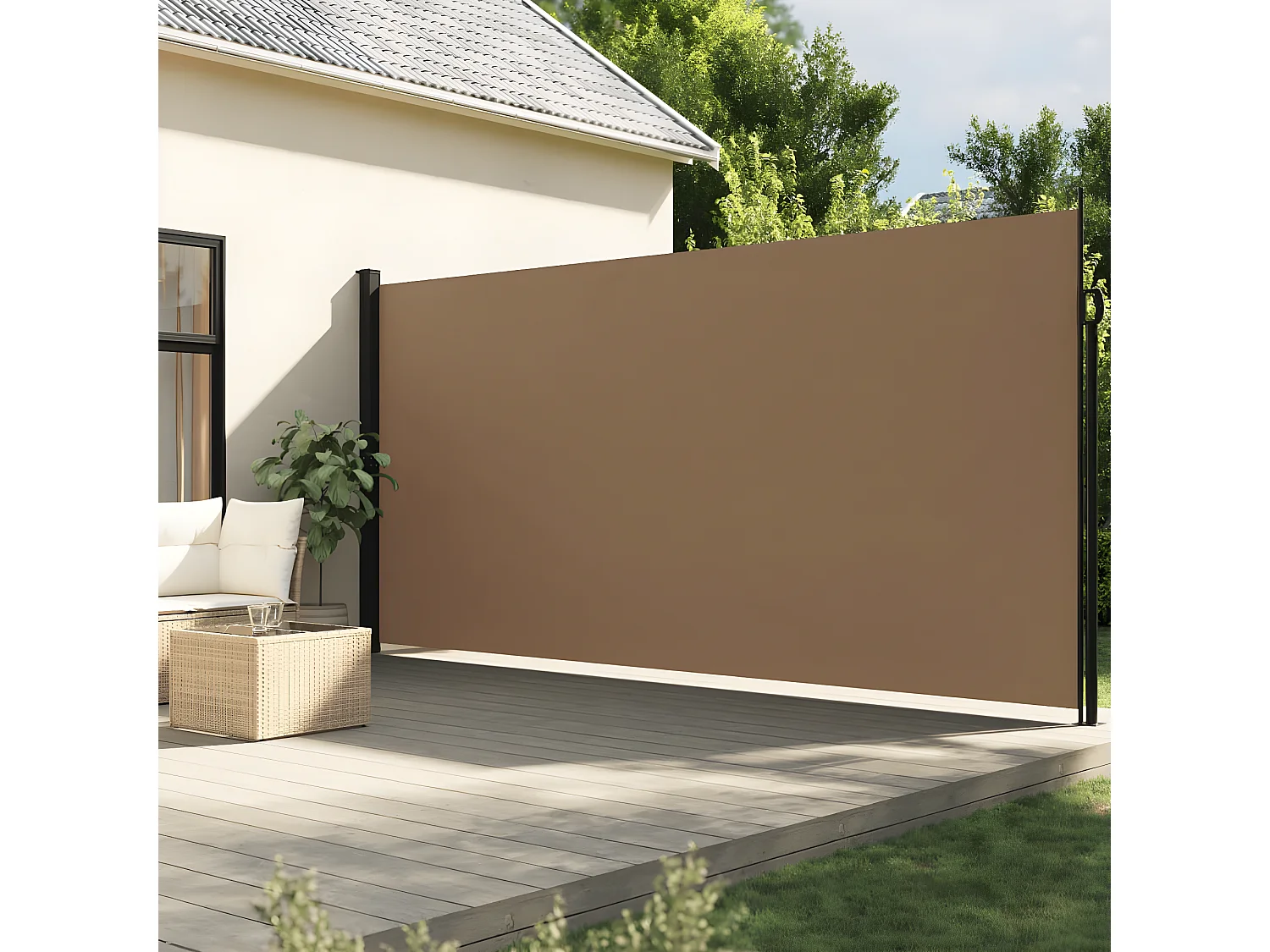 Toldo lateral retráctil gris taupe 220x300 cm