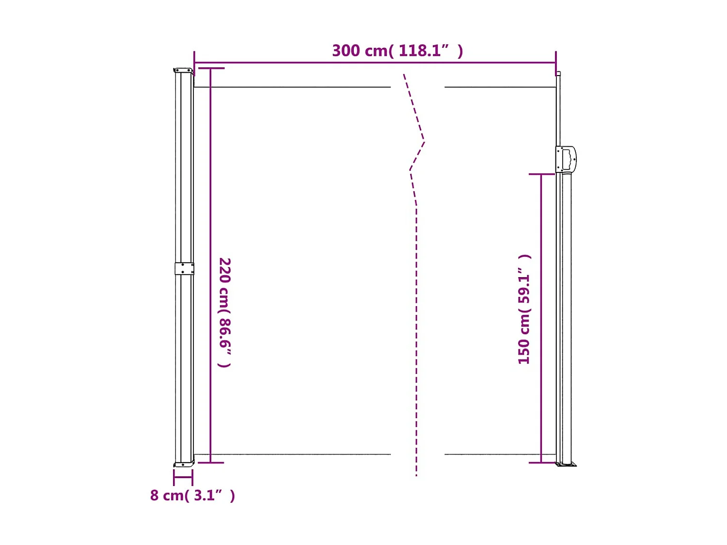 Toldo lateral retráctil gris taupe 220x300 cm