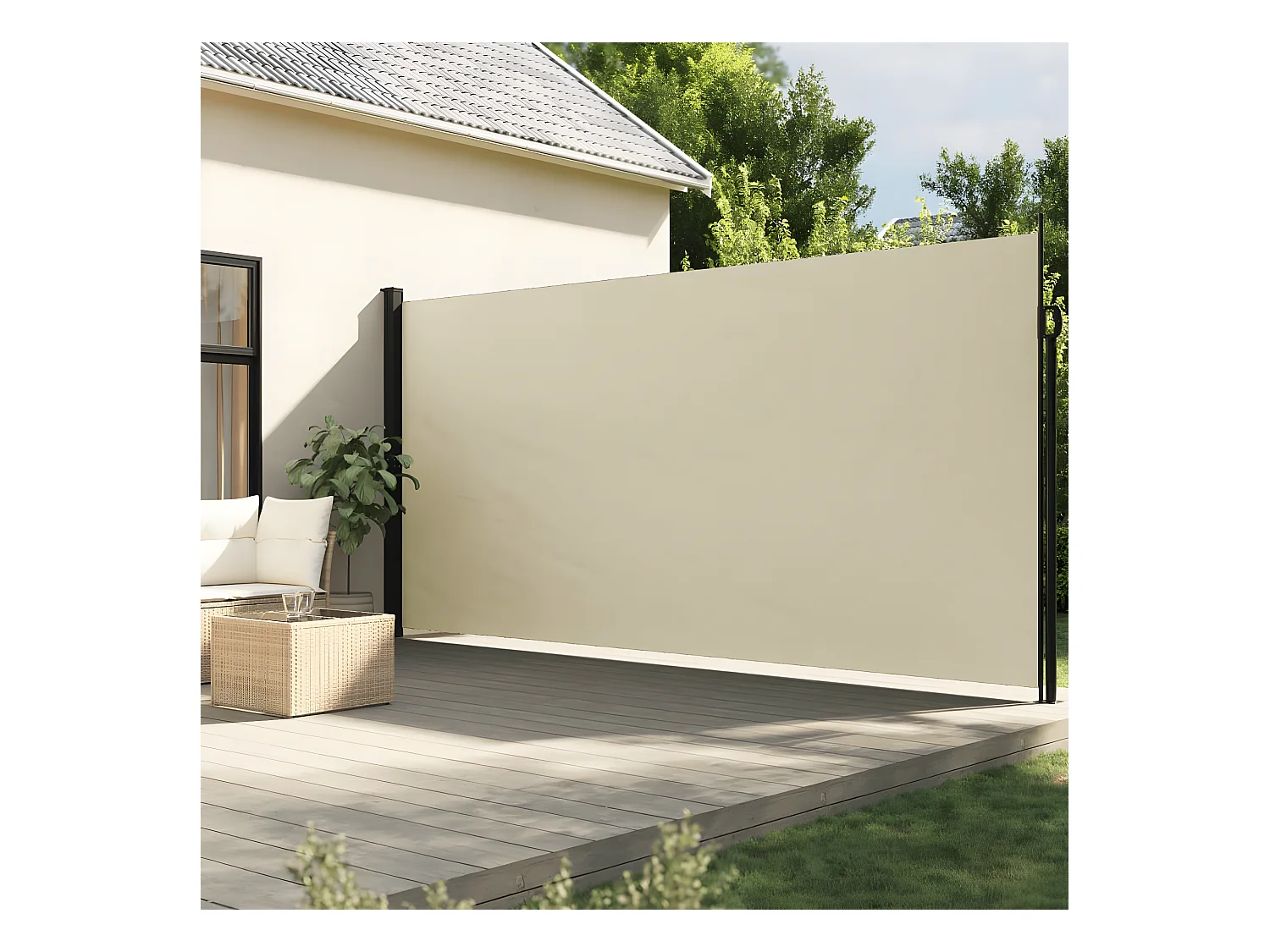 Auvent latéral rétractable crème 220x300 cm