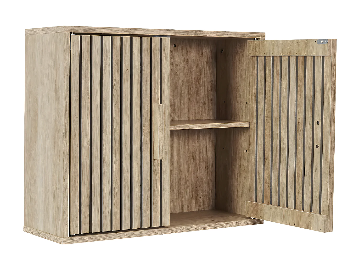 PAJAN - Armoire Murale 2 Portes Effet Bois avec Tasseaux