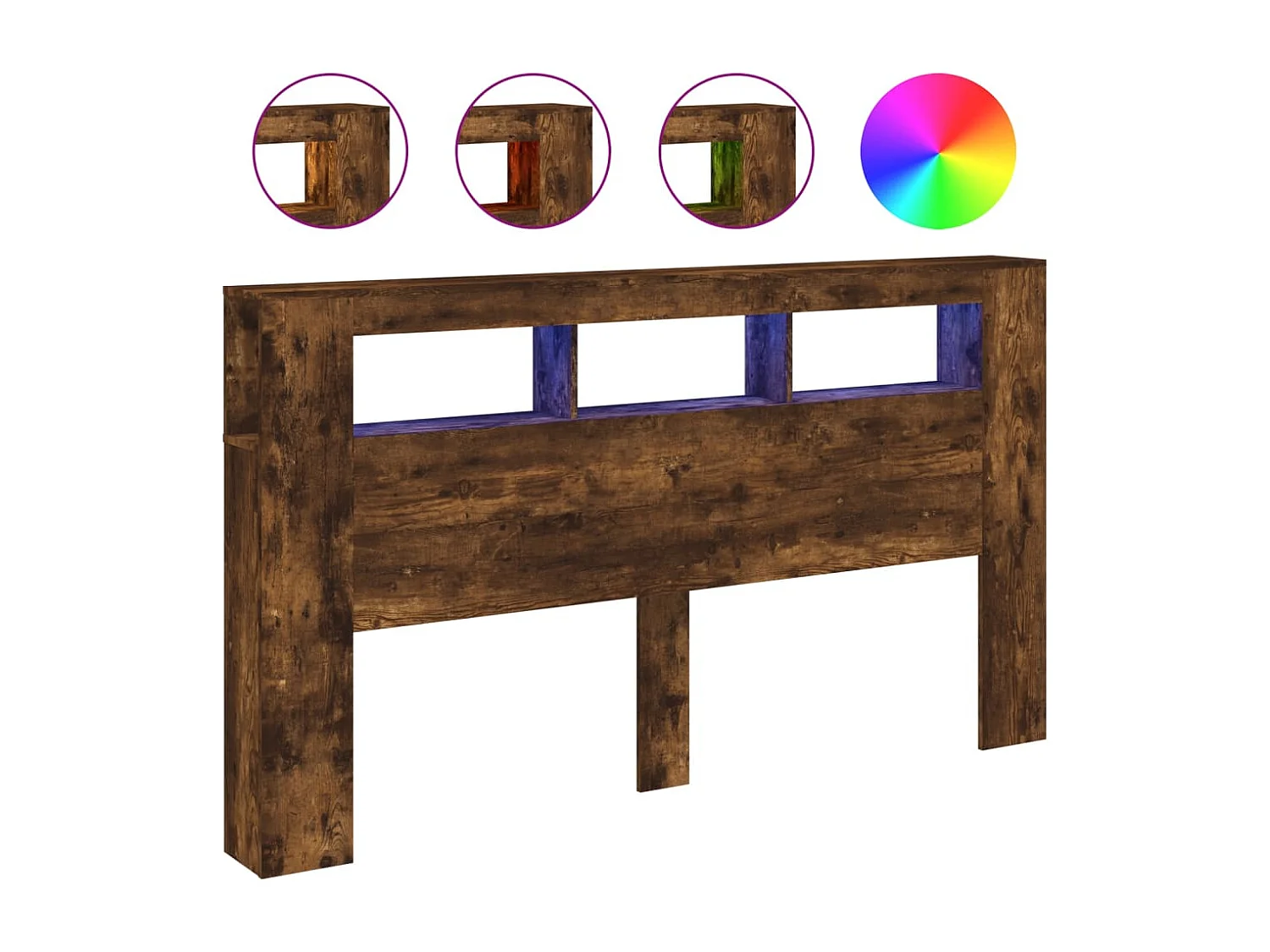 LED-Kopfteil Räuchereiche 180x18,5x103,5 cm Holzwerkstoff