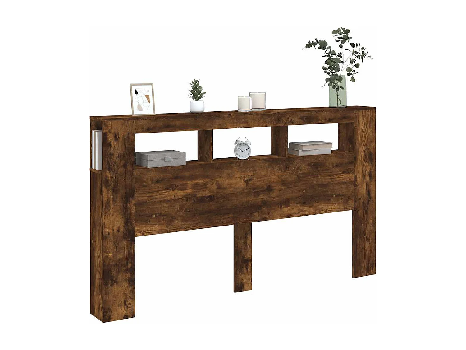 Tête de lit à LED chêne fumé 180x18,5x103,5cm bois d'ingénierie