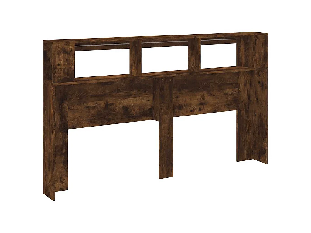 Tête de lit à LED chêne fumé 180x18,5x103,5cm bois d'ingénierie