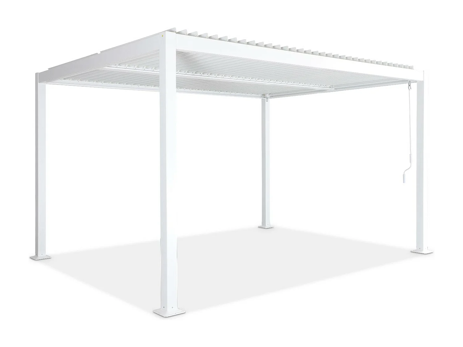 Pergola bioclimatique blanche. aluminium et acier. 3x4m. lames orientables