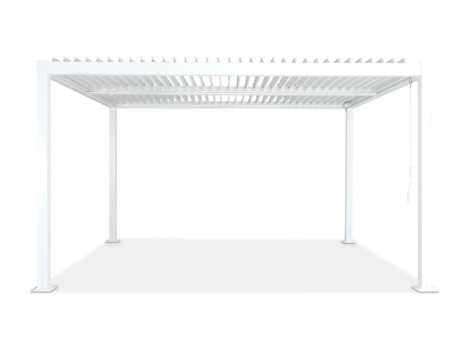 Pergola bioclimatique blanche. aluminium et acier. 3x4m. lames orientables