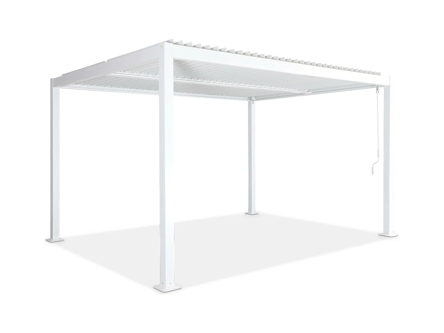 Pérgola bioclimática de aluminio y acero con lamas orientables blanco