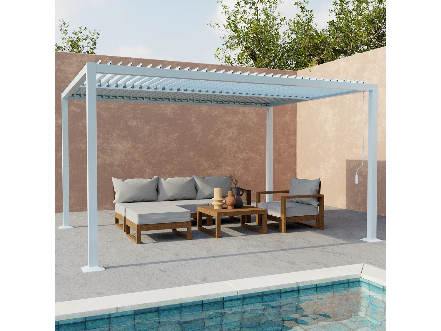 Pergola bioclimatica 3x4m in alluminio e acciaio, lame orientabili ,
