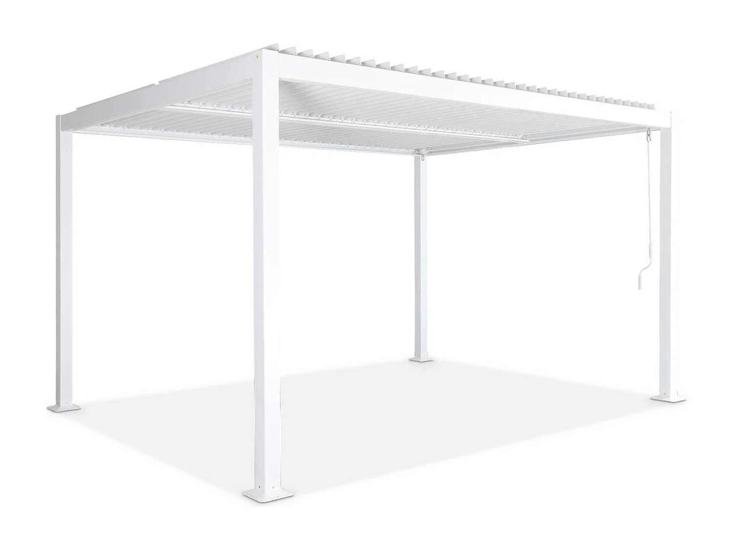Pergola bioclimatique blanche. aluminium et acier. 3x4m. lames orientables