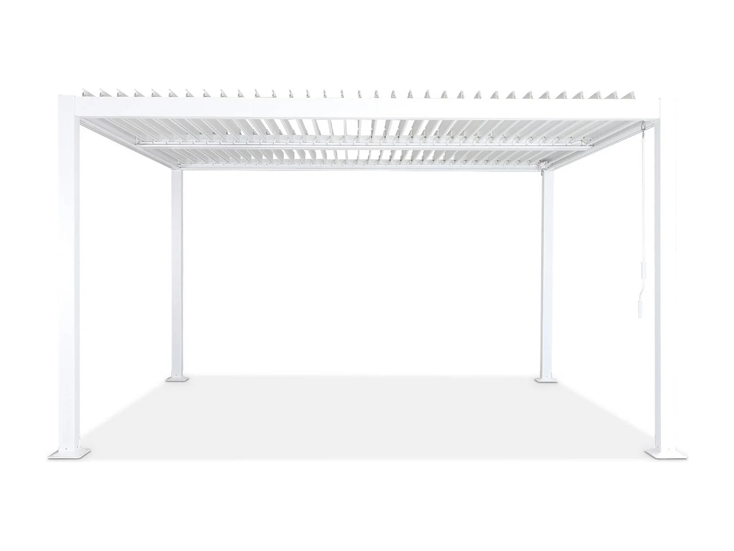 Pergola bioclimatique blanche. aluminium et acier. 3x4m. lames orientables