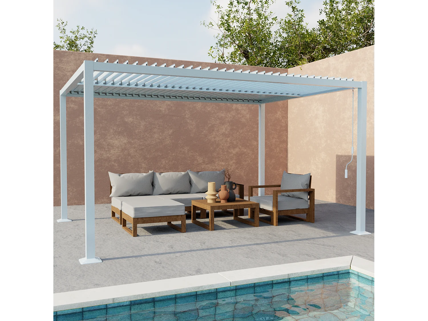 Pérgola bioclimática 3x4m de aluminio y acero con lamas orientables