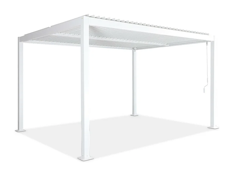 Pergola bioclimatique blanche. aluminium et acier. 3x4m. lames orientables