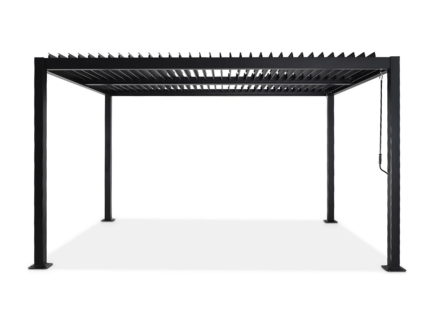 Pergola bioclimatique noir. aluminium et acier. 3x4m. lames orientables
