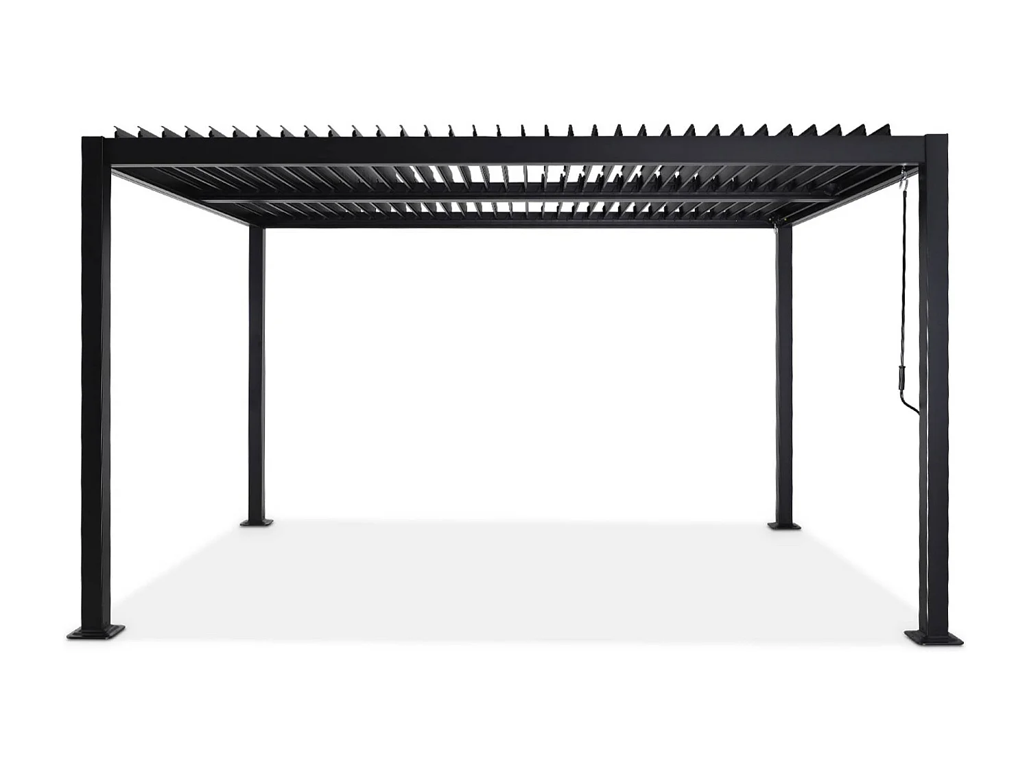 Pergola bioclimatique noir. aluminium et acier. 3x4m. lames orientables