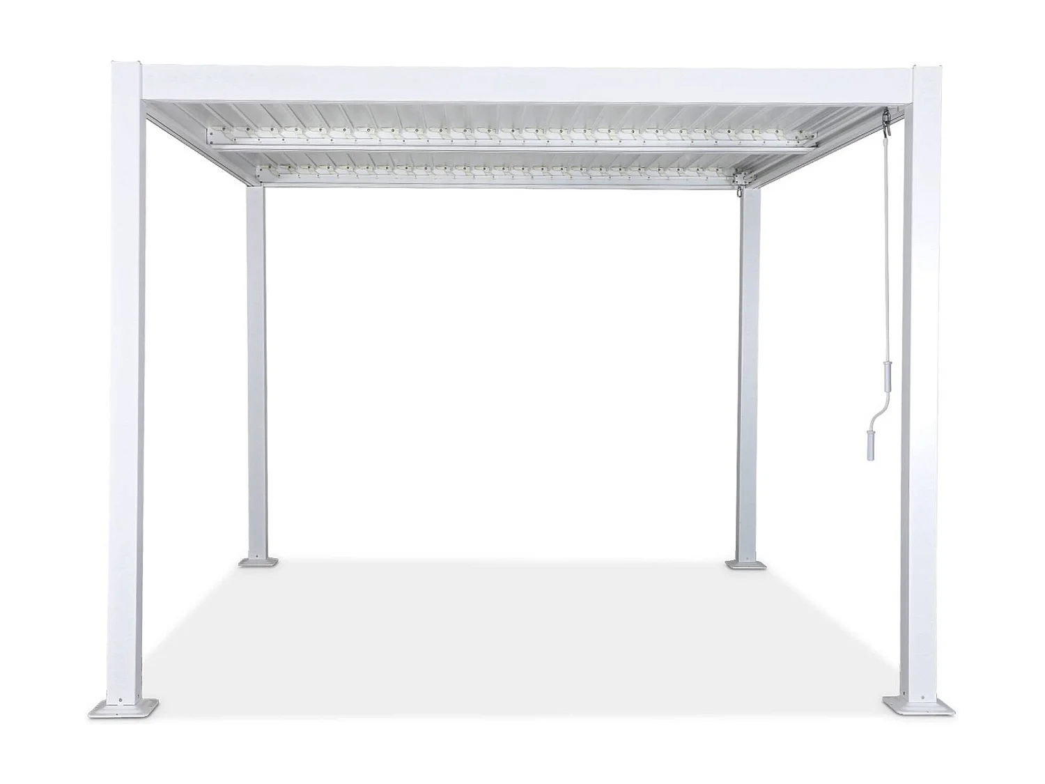 Pergola bioclimatique blanche. aluminium et acier. 3x3m. lames orientables