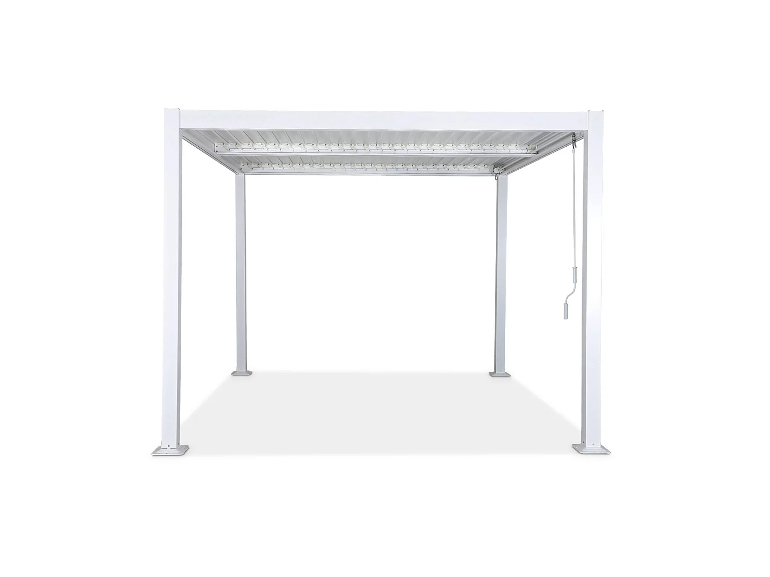 Pergola bioclimatique blanche. aluminium et acier. 3x3m. lames orientables
