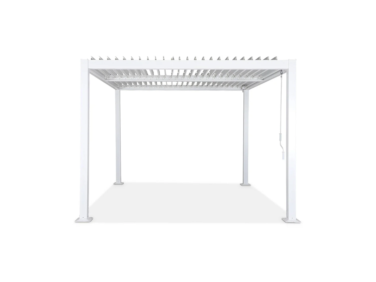 Pergola bioclimatique blanche. aluminium et acier. 3x3m. lames orientables